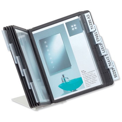 Durable Vario Desk Display Unit Complete with 5 Tabs and 5 Panels A5 Black