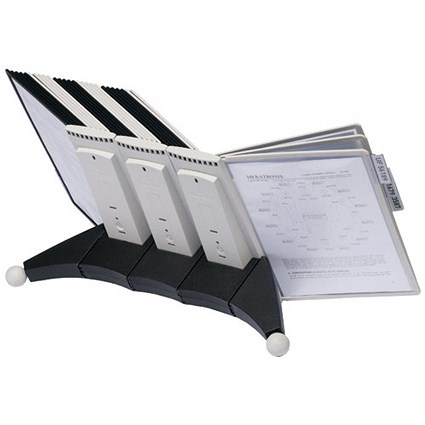 Durable Sherpa Desk Display Unit Complete 30 Index Tabs with 15 Black and 15 Grey Panels