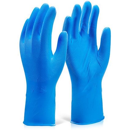 Glovezilla Nitrile Disposable Grip Glove, 30 Cm, Medium, Blue, Pack of 500