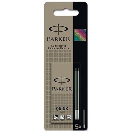 Parker Quink Cartridge Ink Refills / Box of 5 / Black / Washable / Pack of 12