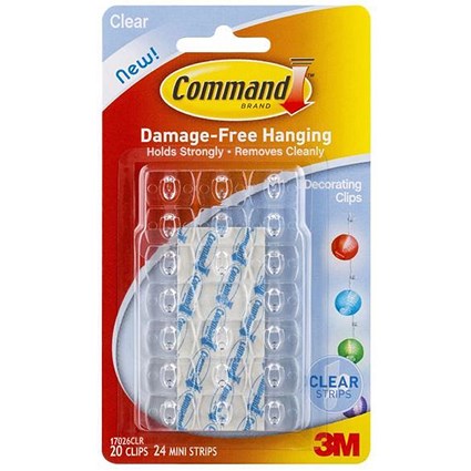 Command Mounting & Decorating Clips / Clear / Pack of 20