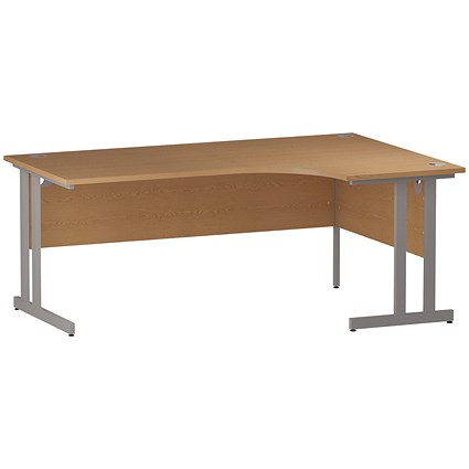 Trexus 1800mm Corner Desk, Right Hand, Silver Legs, Oak
