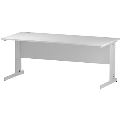 Trexus 1800mm Rectangular Desk, Cable Managed Silver Legs, White