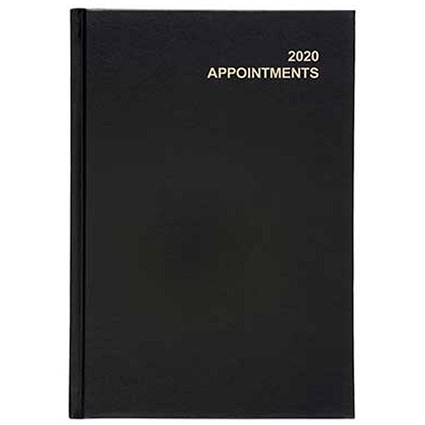 5 Star 2020 Appointment Diary, Day to a Page, A5, Black