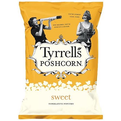 Tyrells Sweet Popcorn, 90g, Pack of 12