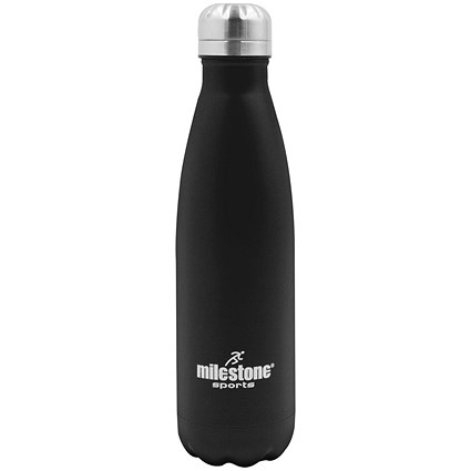 Milestone Hot & Cold Bottle, 500ml, Stainless Steel, Black