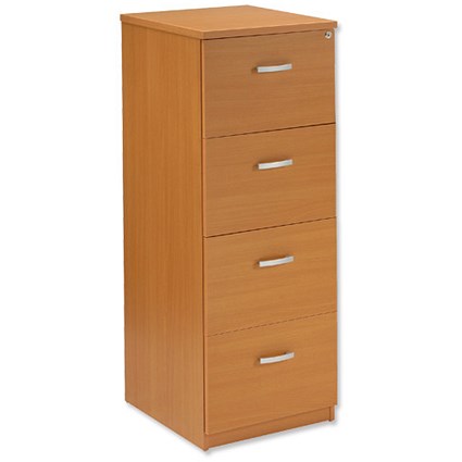 Trexus Plus Filing Cabinet 4 Drawers Fully Lockable Anti-Tilt W476xD598xH1325mm Beech