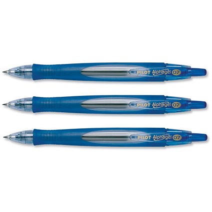 Pilot Gel Alphagel Rollerball Pen Rubber Grip Fine 0.7mm Tip 0.5mm Line Blue [Pack 12]
