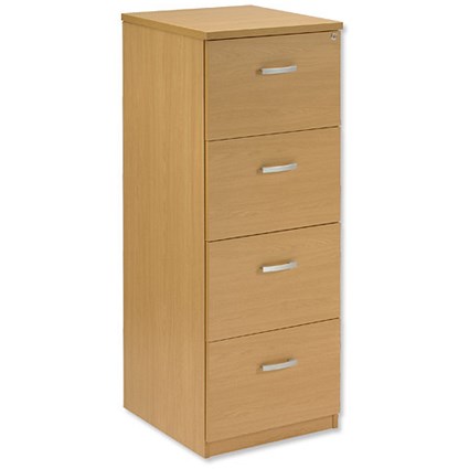 Trexus Plus Filing Cabinet 4 Drawers Fully Lockable Anti-Tilt W476xD598xH1325mm Oak