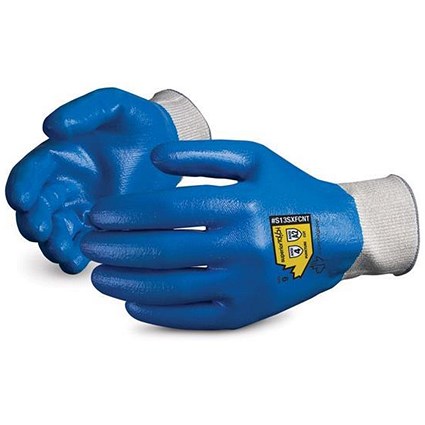 Superior Glove Superior Touch Gloves, Fully Nitrile Coated, Medium, Blue