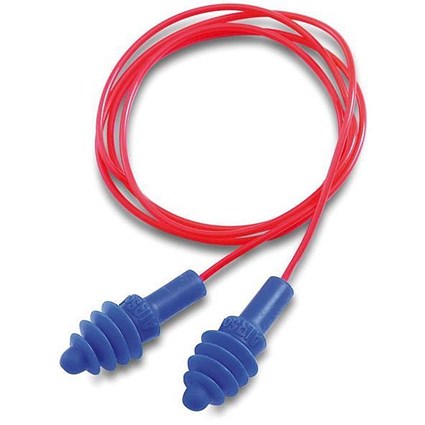 Airsoft Corded Ear Plugs, Flip Top Box, Blue, Pack of 50
