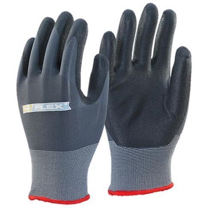 B-Flex Nitrile Pu Mix Coated Glove, Large, Black/Grey, Pack of 100