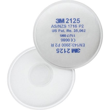 3M P2 Filter Pairs, Bayonet Fitting System, White, Pack of 10