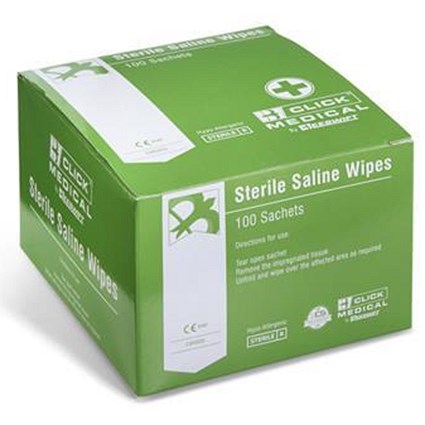 Click Medical Sterile Saline Wipes, Individually Wrapped, Pack of 100