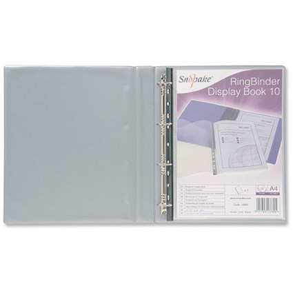 Snopake Display Book Multipunched Reinforced with Superline Cover 10 Pockets A4 Clear [Pack 5]
