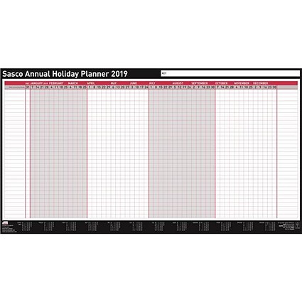Sasco 2019 Annual Holiday Planner, Unmounted, 750x410mm