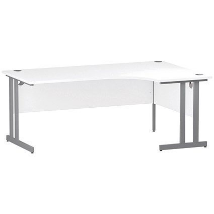 Trexus 1800mm Corner Desk, Right Hand, Silver Legs, White