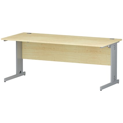 Trexus 1800mm Rectangular Desk, Cable Managed Silver Legs, Maple