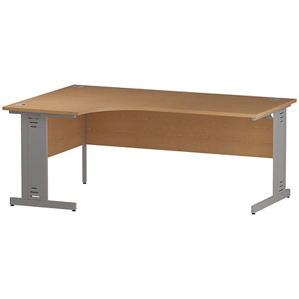 Trexus 1800mm Corner Desk, Left Hand, Cable Managed Silver Legs Oak