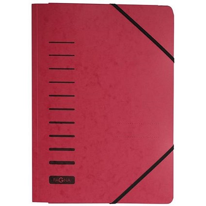 Pagna Classic Elasticated Files, 3-Flap, A4, Red, Pack of 25
