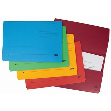 Elba Bright Document Wallets / 320gsm / Foolscap / Assorted / Pack of 10