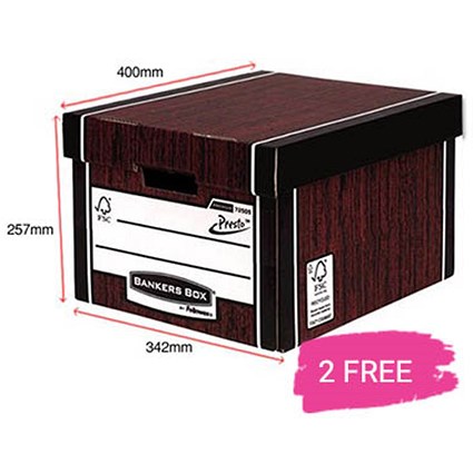 Fellowes Premium 725 Classic Bankers Box, Woodgrain, Buy 10 Get 2 Free