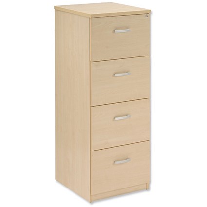 Trexus Plus Filing Cabinet 4 Drawers Fully Lockable Anti-Tilt W476xD598xH1325mm Maple