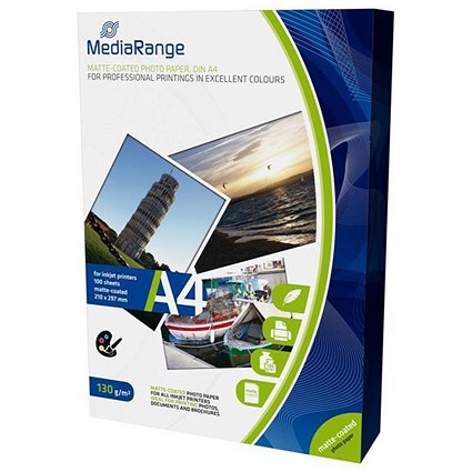 MediaRange A4 Matt InkJet Photo Paper, 130gsm, Pack of 100