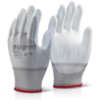 Click 2000 Pu Coated Gloves, Small, White, Pack of 100