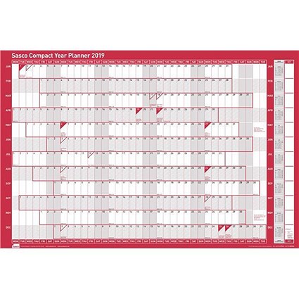 Sasco 2019 Compact Year Planner Landscape / Unmounted / 610x410mm