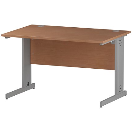 Trexus 1200mm Rectangular Desk, Cable Managed Silver Legs, Beech