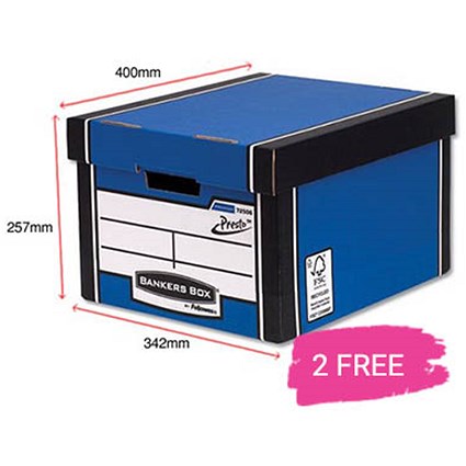 Fellowes Premium 725 Classic Bankers Box, Blue & White, Buy 10 Get 2 Free