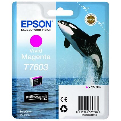 Epson T7603 Killer Whale Vivid Magenta Inkjet Cartridge
