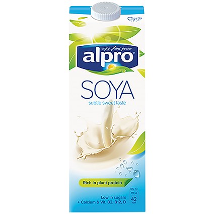 Alpro Soya Milk, Sweetened, 1 Litre, Pack of 8