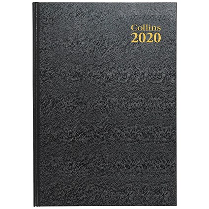 Collins 2020 Desk Diary, 2 pages per day, A4, Black