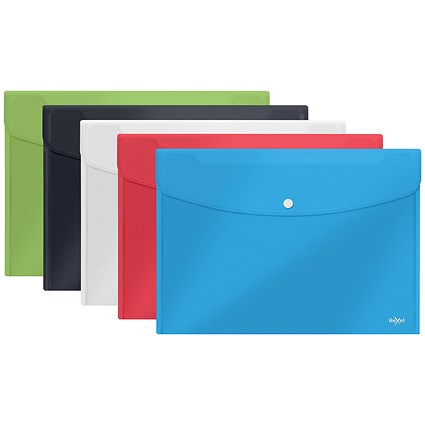 Rexel Choices A5 Popper Wallet, Assorted, Pack of 5