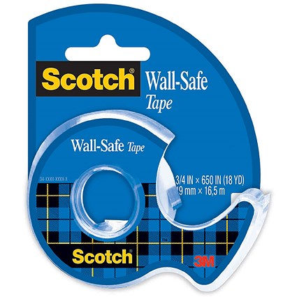 Scotch Wall-Safe Tape, 19mm x 16.5m, Clear