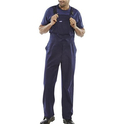 Click Workwear Bib & Brace, Cotton Drill, Size 34, Navy Blue
