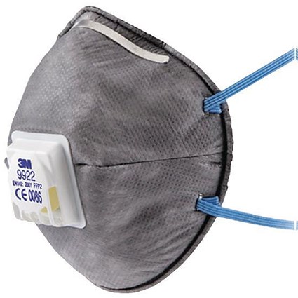 3M Mask FFP2V Particulate Respirator with 3M Cool Flow Valve, Grey, Pack of 10