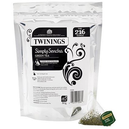 Twinings Tea Luxury Pyramid Teabags / Simply Sencha / 40 Bags