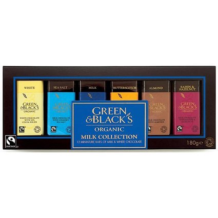 Green & Blacks Organic Chocolate Miniatures, Milk Collection, Assorted, Pack of 12