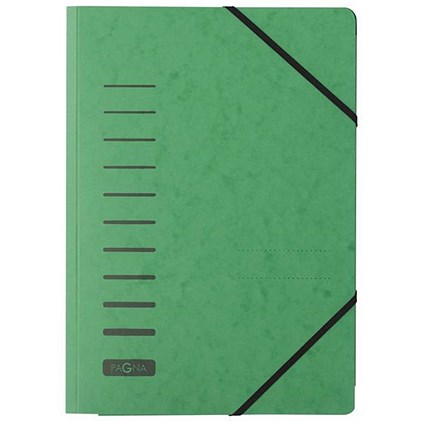 Pagna Classic Elasticated Files, 3-Flap, A4, Green, Pack of 25