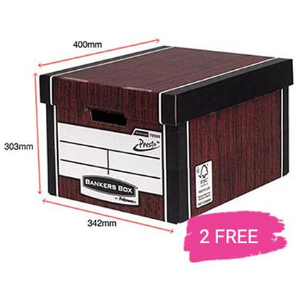 Fellowes Premium 726 Tall Bankers Box, Woodgrain, Buy 10 Get 2 Free