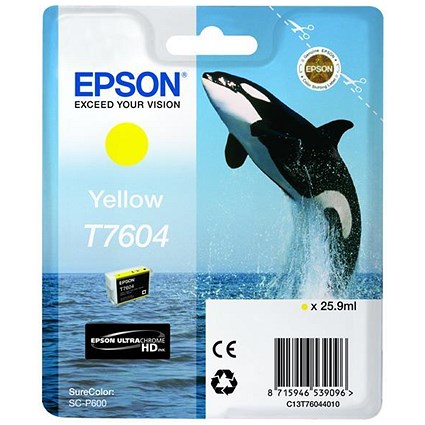 Epson T7604 Killer Whale Yellow Inkjet Cartridge