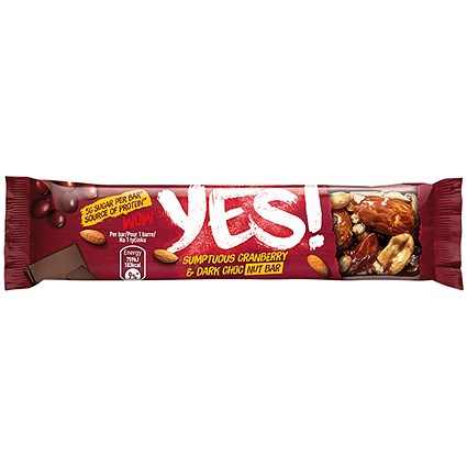 YES Cranberry & Dark Chocolate Nut Bar, 32g, Pack of 24