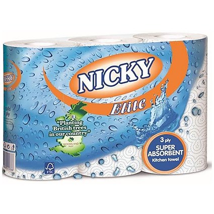 Nicky Elite Kitchen Towel, 3-Ply, 15 Rolls