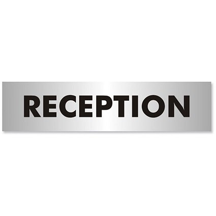 Reception Sign Brushed Aluminium Acrylic 190x45mm