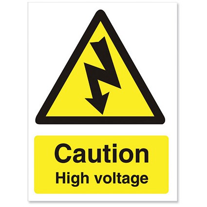 Stewart Superior Caution High Voltage Sign Self Adhesive Vinyl 150x200mm