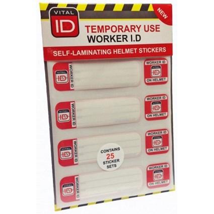 Vital ID Hard Hat ID Induction Stickers, Clear, Pack of 25