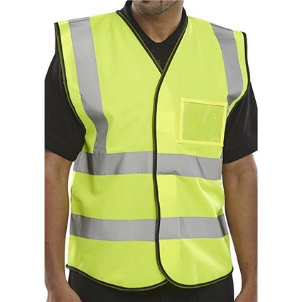 B-Seen Hi-Visibility ID Vest En20471, XXL, Yellow, Pack of 10